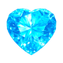 Blue heart-shaped crystal on a white background