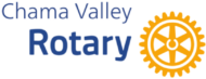 A logo for chama valley rotary with a gear in the middle.