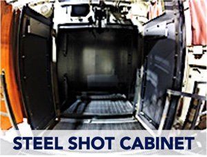 Our steel shot blast cabinet provides an excellent surface finish for powder coating adhesion.