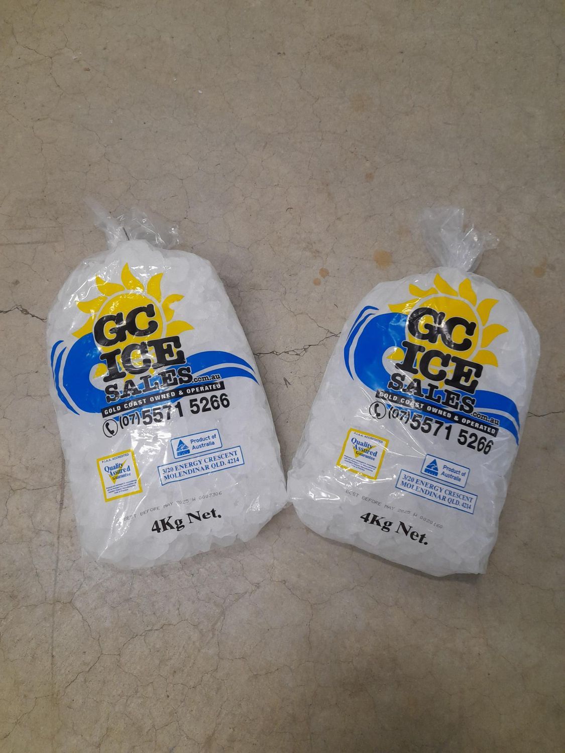 packed ice bags