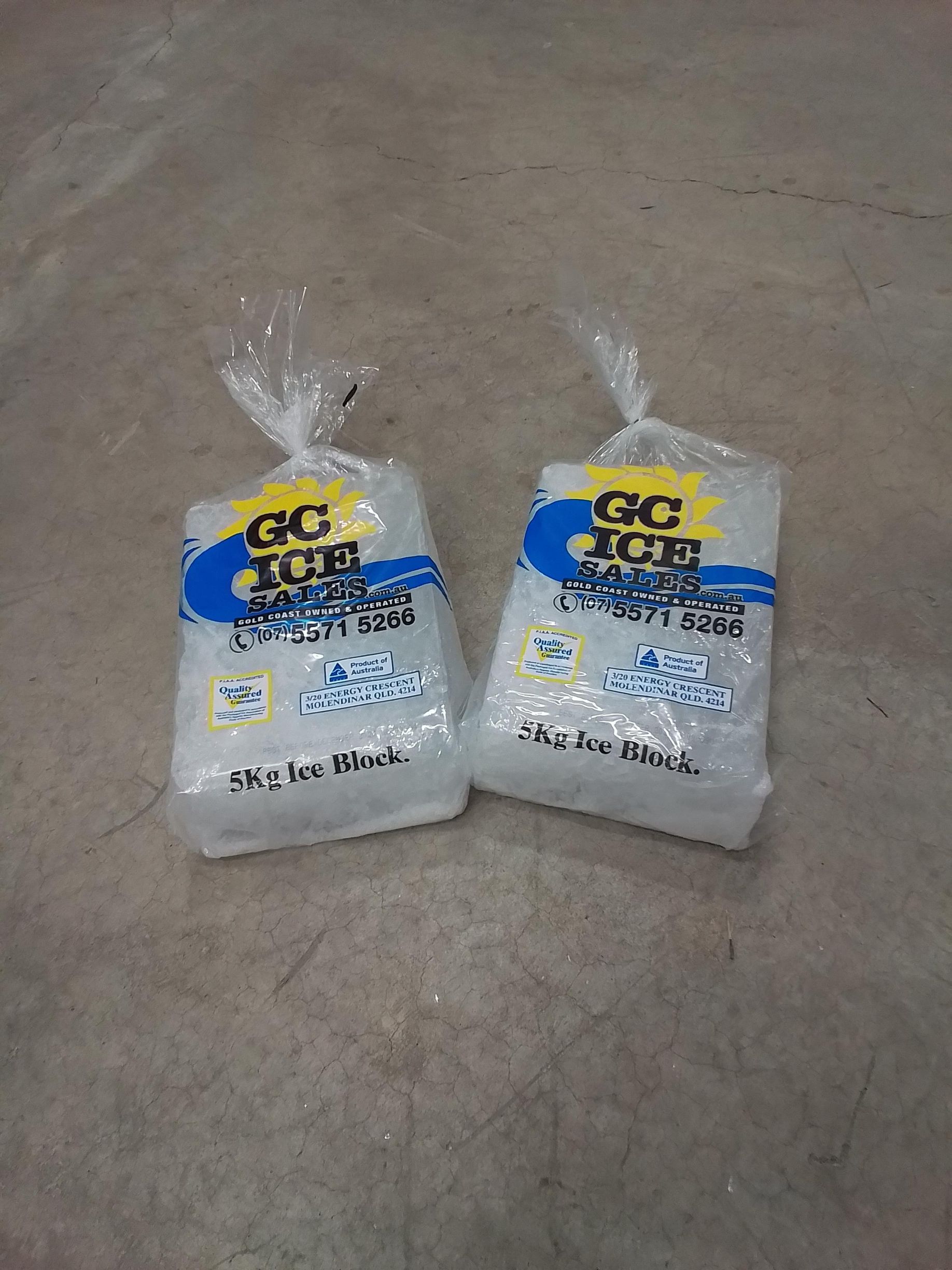 two packs of 5 kilogram ice