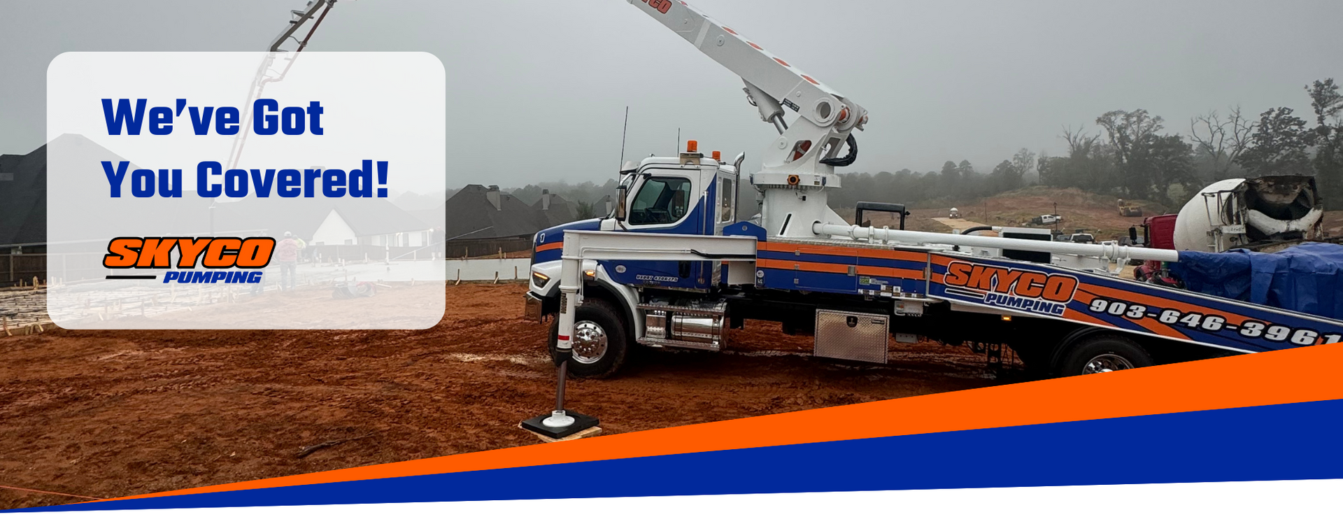 skyco pumping pouring concrete at construction site