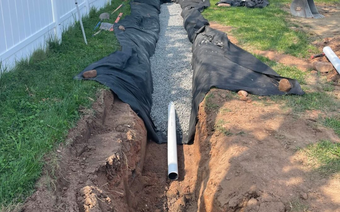 Metal grate drain in asphalt road, intersecting with white painted crosswalk lines.