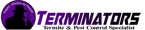 A logo for terminators termite and pest control specialist