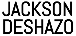 A black and white logo for jackson deshazo on a white background.