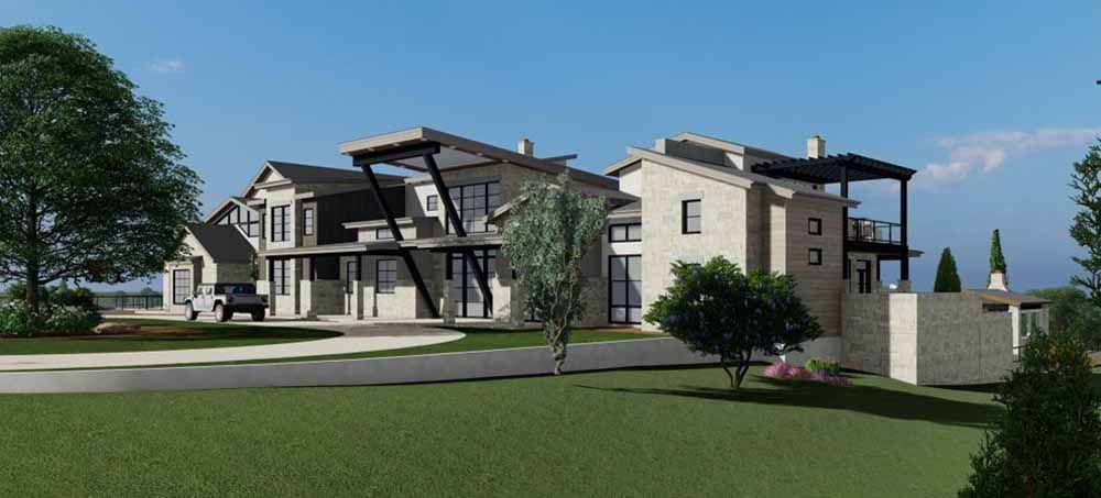 Front view of a large contemporary style house