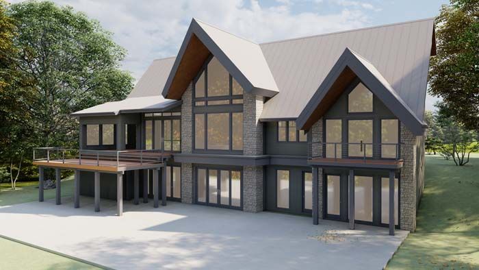 Modern style two story house with large windows