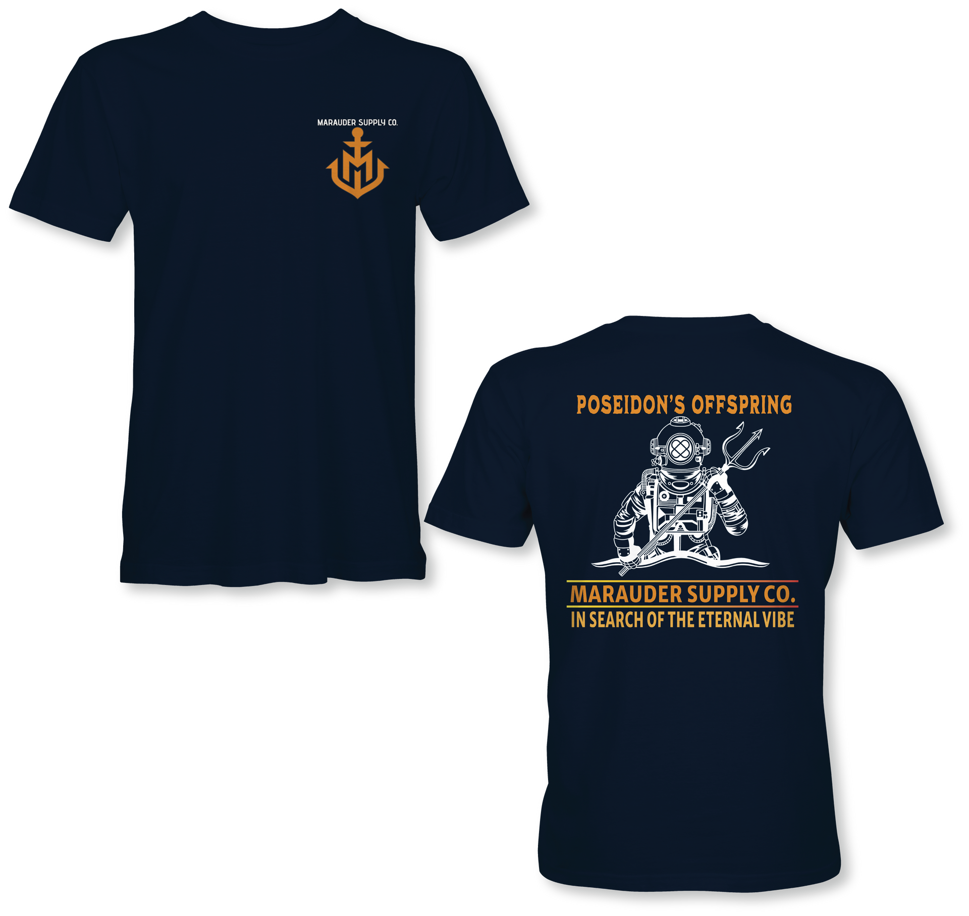 The front and back of a t-shirt with a skeleton on it.