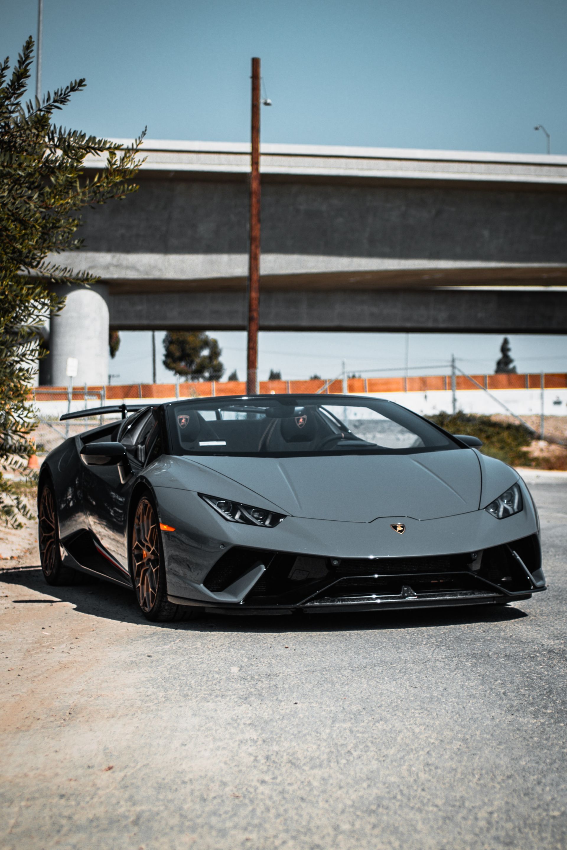 Gray Lamborghini convertible