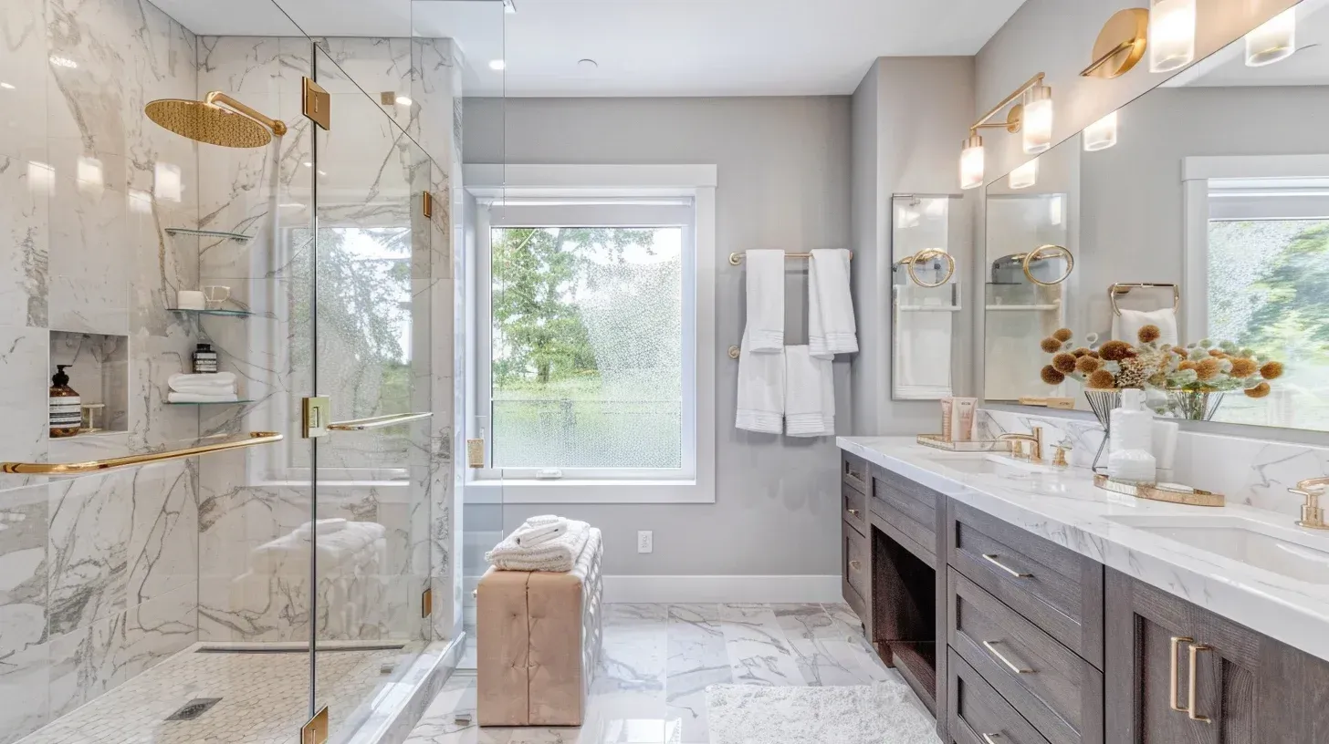 Vancouver luxury bathroom remodel featuring marble vanity surface and rainfall shower system. Heated tile floors installed. Executed to high-end remodeling standards.
Bathroom remodeling Vancouver BC with wall-mounted vanity and glass tile accent wall. Updated ventilation fan ensures air circulation. Installed under BC building compliance regulations.
Vancouver bathroom renovation specialists performing complete plumbing and electrical overhaul. Recessed lighting and dimmers installed. Designed for functional and aesthetic improvement.
Modern bathroom remodel Vancouver with compact layout optimization and stone tile flooring. Floating vanity enhances storage. Ideal for condo renovation projects.
Bathroom renovation Vancouver featuring quartz countertop and designer mosaic backsplash. Frameless shower panels create seamless finish. Delivered by trusted local bathroom contractors.