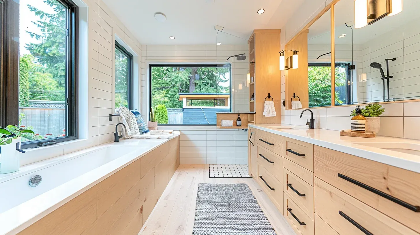 Full bathroom renovation Vancouver including drywall replacement and waterproof insulation upgrades. Custom tile installation improves slip resistance. Turnkey design-build bathroom remodeling services available.
Bathroom renovation contractors Vancouver performing glass shower installation and linear drain system upgrade. Porcelain tile flooring installed with waterproof underlayment. Built to BC code compliance standards.
Vancouver bathroom makeover with LED vanity lighting and matte black plumbing fixtures. Floating vanity design increases floor visibility. Ideal for mid-range bathroom remodeling budgets.
Greater Vancouver bathroom renovation featuring walk-in shower conversion and frameless enclosure. Stone tile flooring enhances luxury appeal. Installed by licensed and insured renovation professionals.
Modern bathroom remodeling Vancouver with wet-room design and concealed drainage system. Waterproof membrane applied beneath all tile surfaces. Designed for contemporary West Coast residential properties.