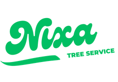 A green and white logo for a tree service company.