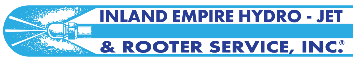 Logo for Inland Empire Hydro-Jet & Rooter Service, Inc., light blue with white text and a water jet graphic.