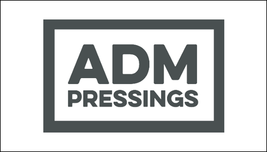 Gray logo with "ADM PRESSINGS" in a rectangle.
