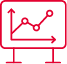 Line graph on a presentation board showing fluctuating upward trend, red.