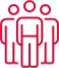 Three people outlined in red.