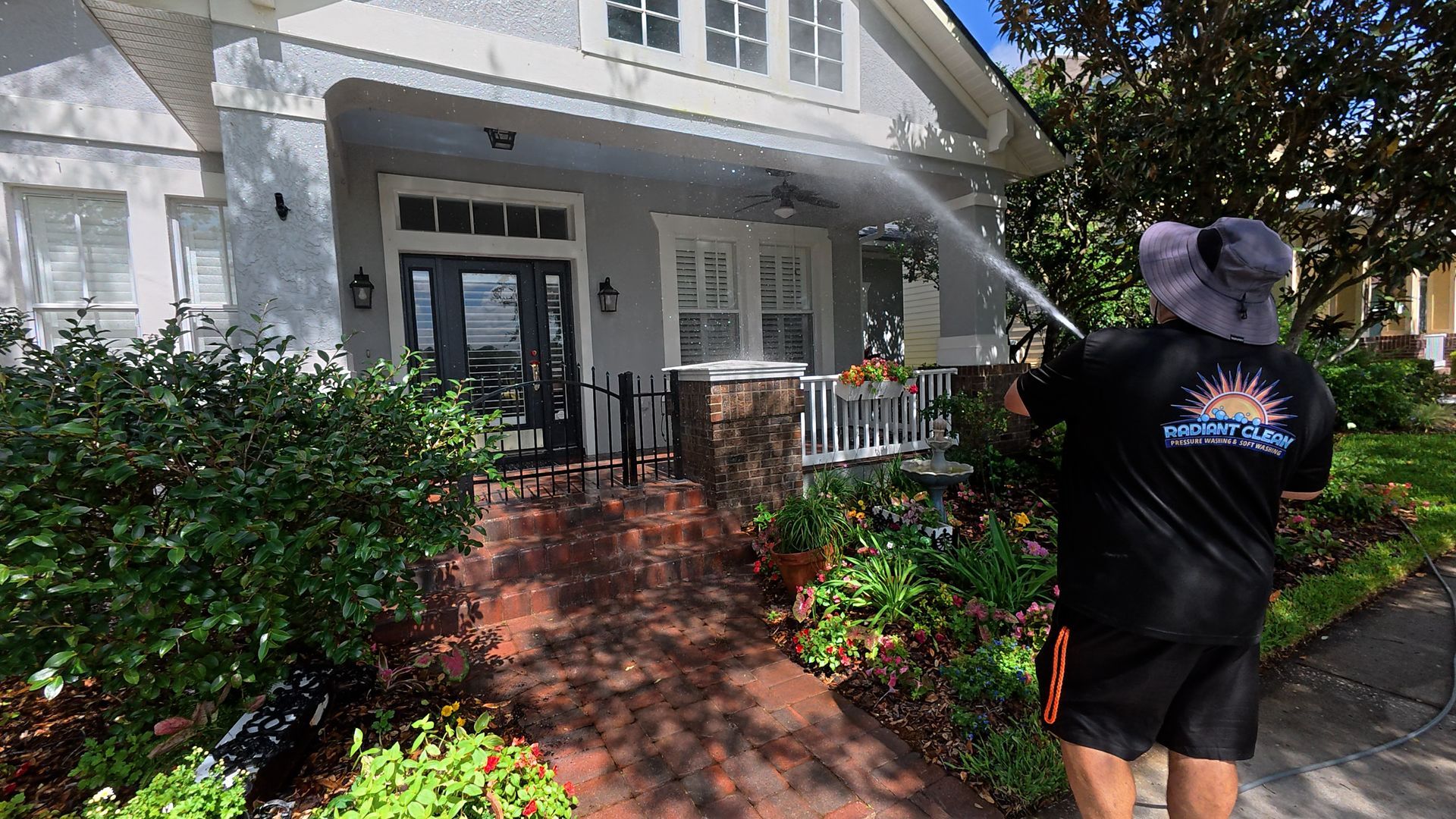 Soft washing stucco siding