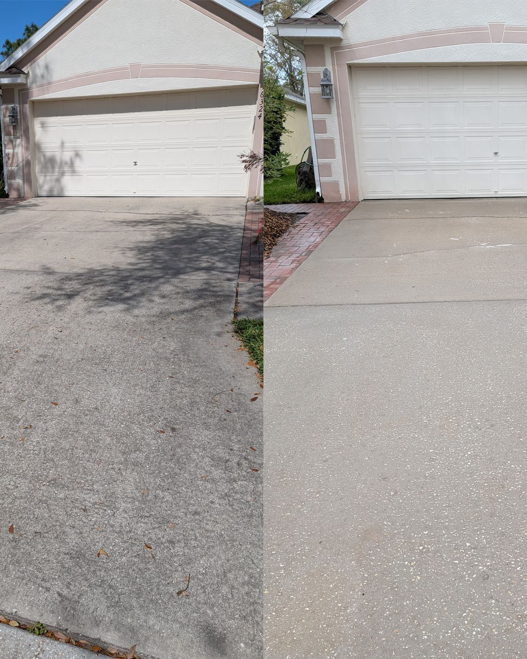 Driveway pressure washing before and after