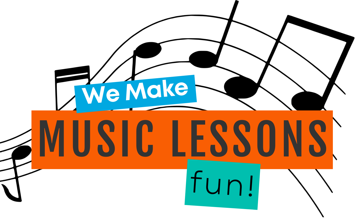 A logo that says we make music lessons fun