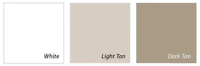 Color palette showing a white, light tan, and dark tan square.