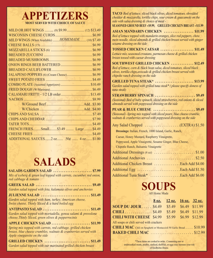 Appetizers Menu — Chicago IL — Paterno's Pizza