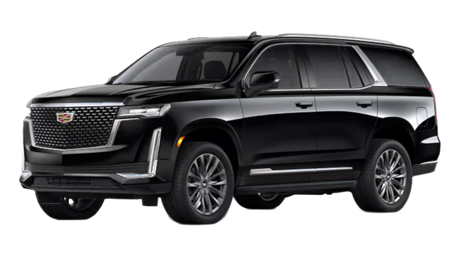 Black Cadillac SUV on a white background