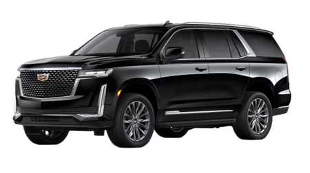 Black Cadillac SUV on a white background