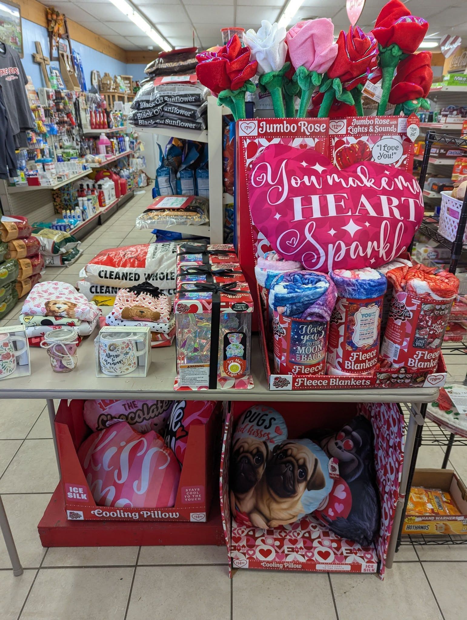 A display of valentine 's day decorations in a store