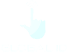 Logo bleu très pâle avec une icône de main et le texte « GLOBEAID » en dessous