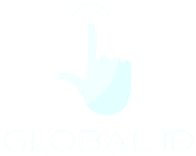 Logo bleu très pâle avec une icône de main et le texte « GLOBEAID » en dessous