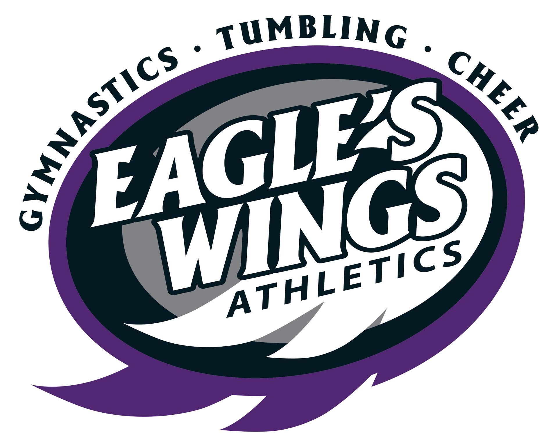 The logo for eagle 's wings athletics gymnastics tumbling cheer