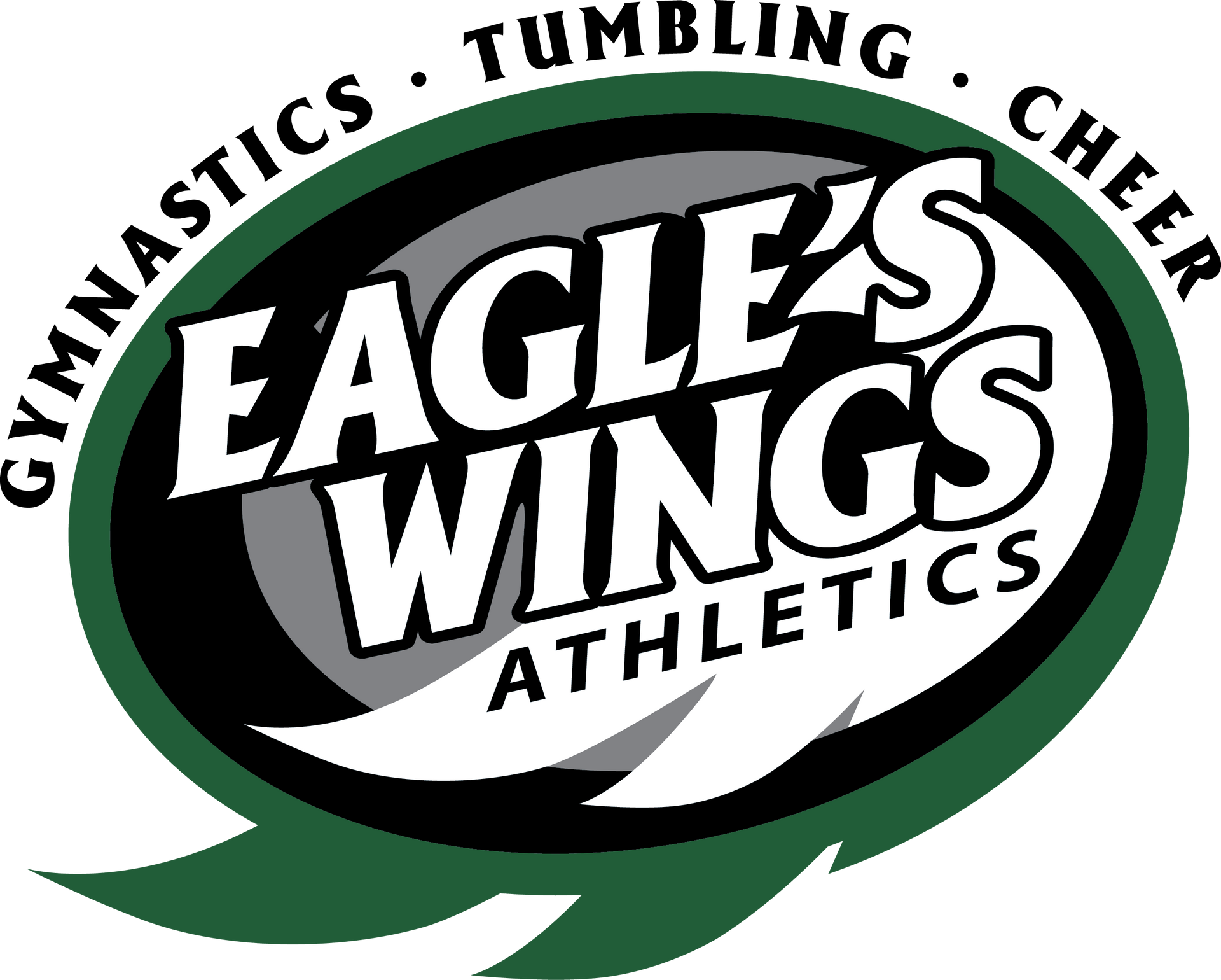 The logo for eagle 's wings athletics gymnastics tumbling cheer