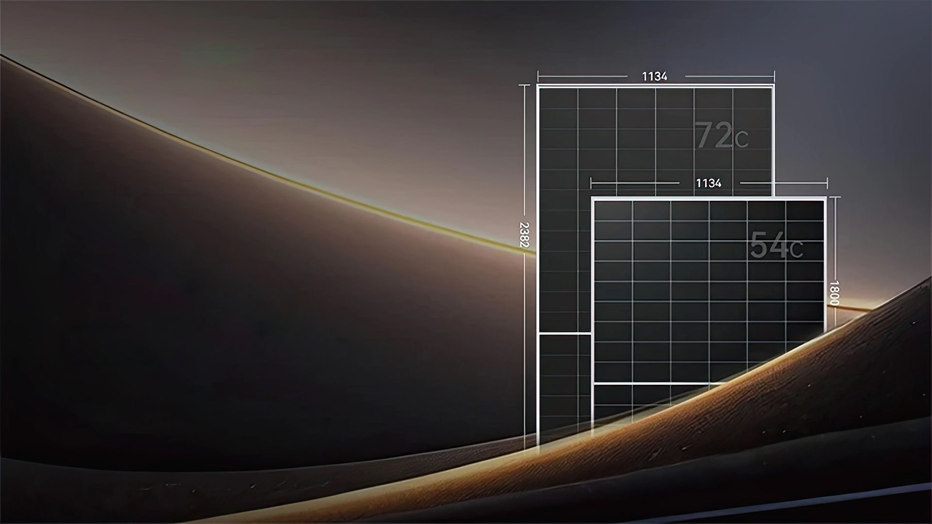 A person climbing a hill toward a geometric, grid-lined structure. Dark, gradient background.