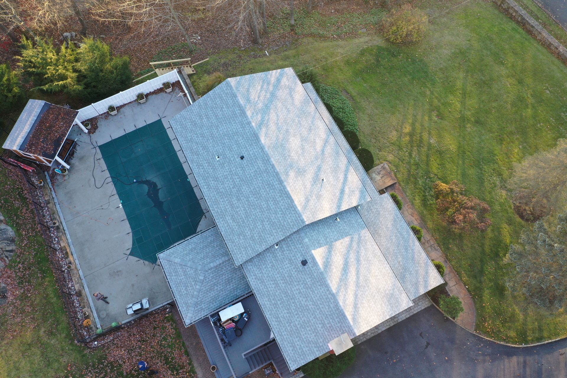 Roof installation green home top view