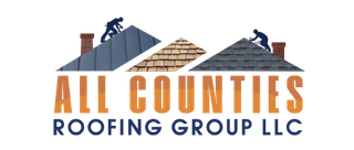 The logo for all counties roofing group llc-blue and orange