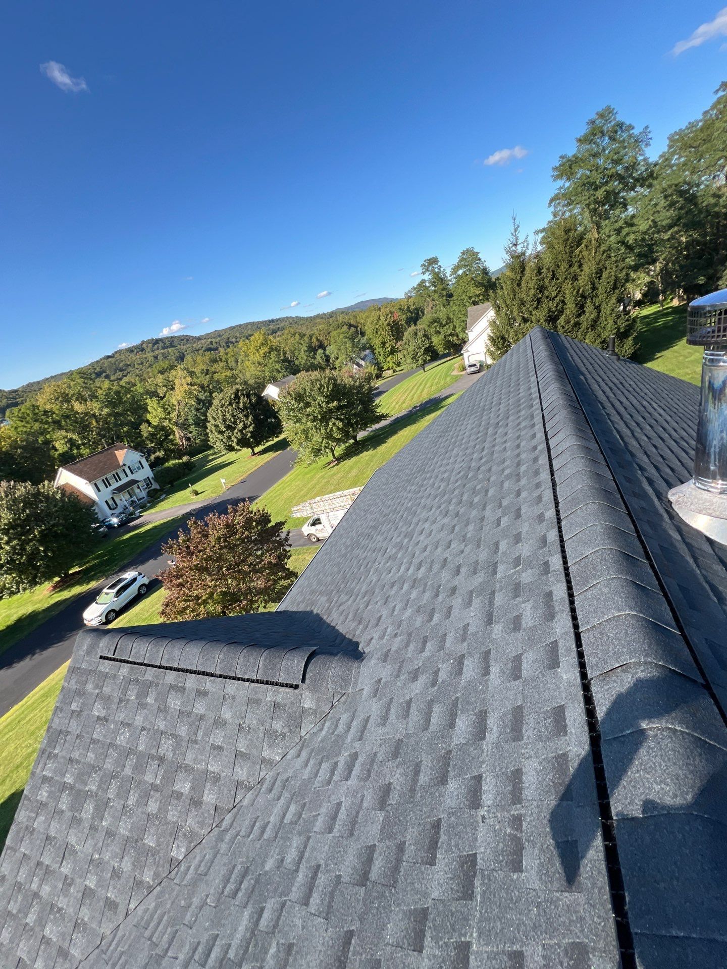 completed dark gray roof
