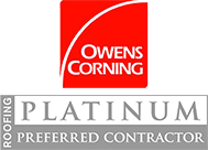 The owens corning logo is a platinum preferred contractor.