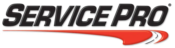 Service Pro logo with a stylized red swoosh and white lines.