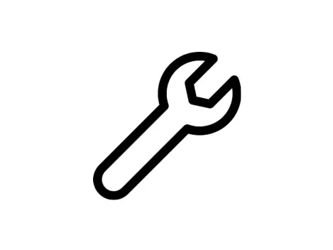 Wrench icon. A black outline of a wrench on a white background.