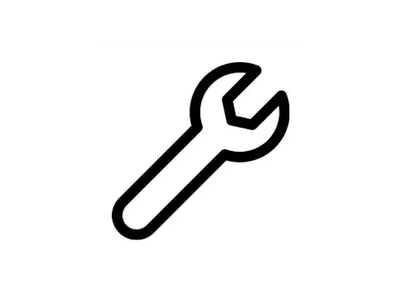 Wrench icon. A black outline of a wrench on a white background.