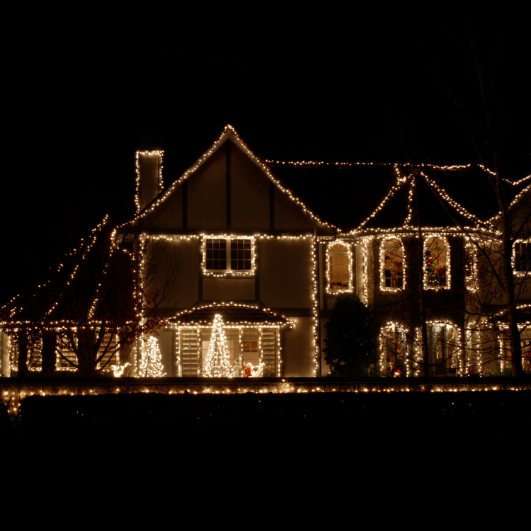 A house with a lot of christmas lights on it