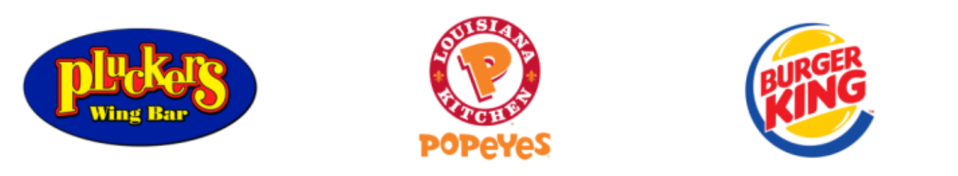 The logos for popeye 's and burger king are shown