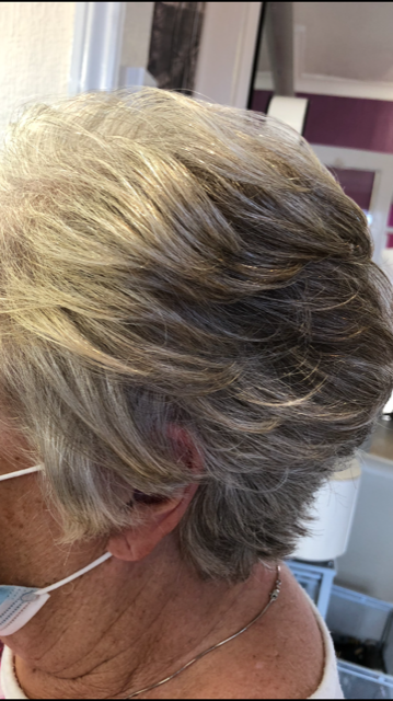 woman haircut side view