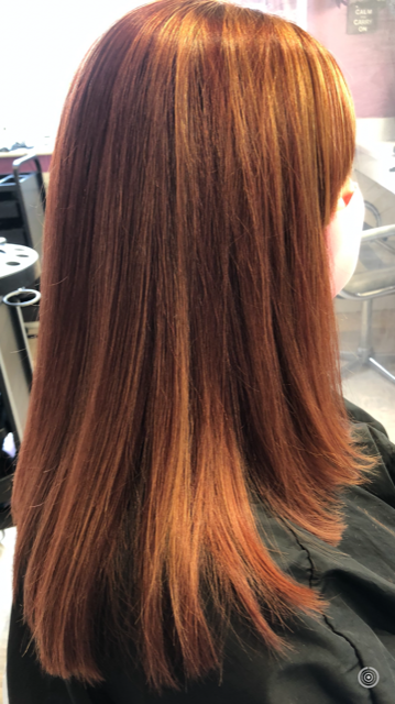 side view of long colored hair