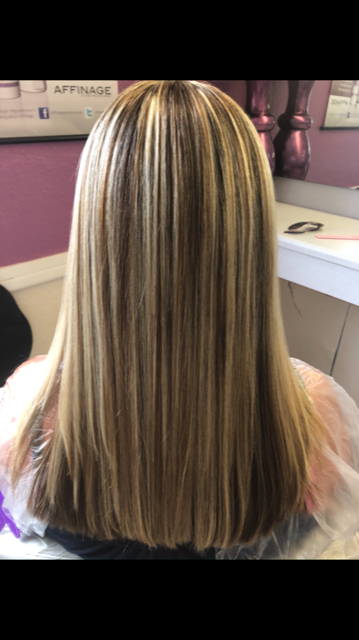 back view of long colored hair