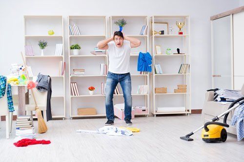 man holding his head