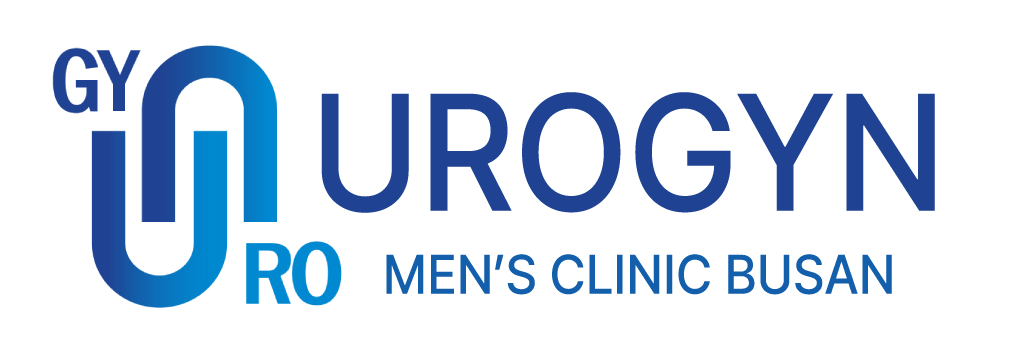 GYNO UROGYN logo with blue stylized U and “MEN’S CLINIC BUSAN” text on white background
