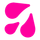 Trois formes de larmes roses sur fond blanc.