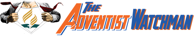 Logo for The Adventist Watchman publication. Includes an emblem and the publication's name in orange and blue.