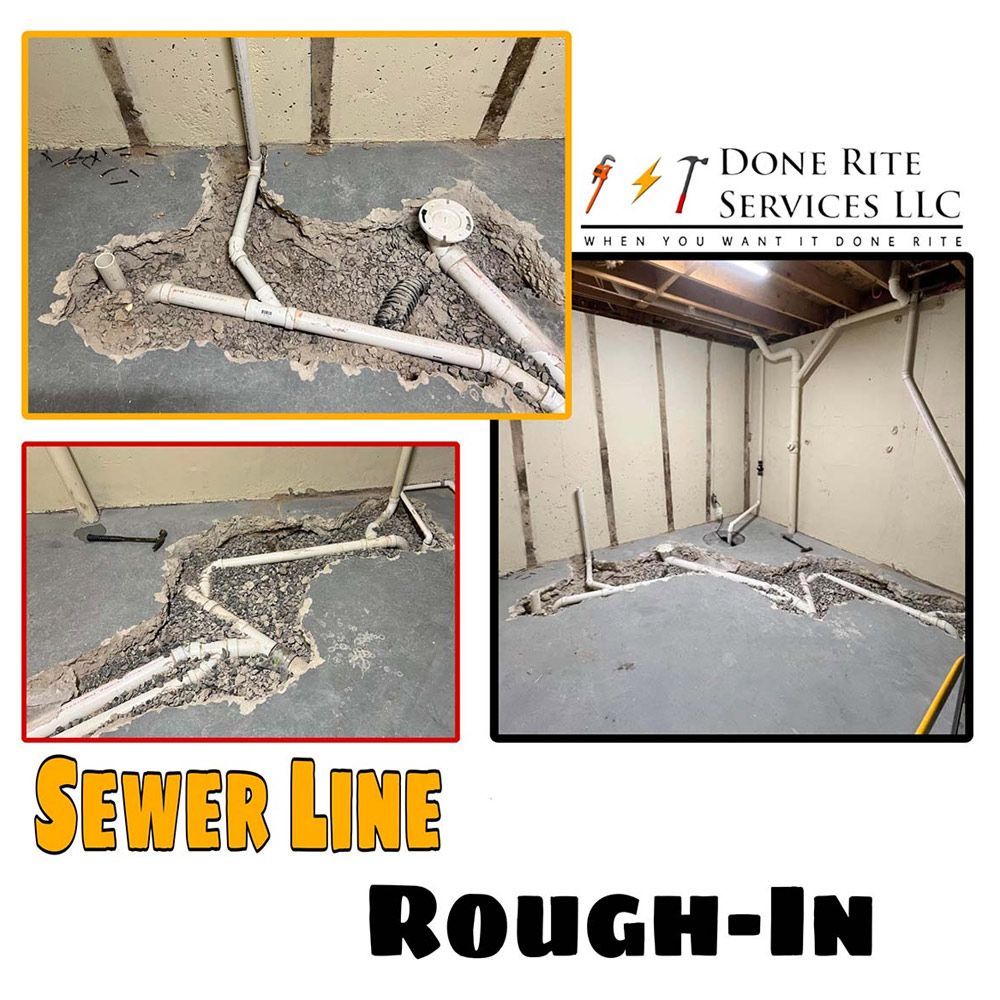 A picture of a sewer line rough-in by done rite services llc
